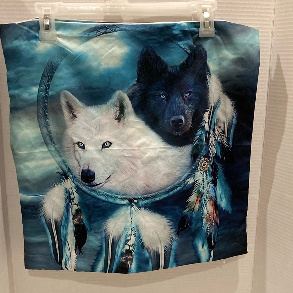 Wolves Dreamcatcher Native Spiritual Throw Pillow Cases Zipper Closure Set of 2
